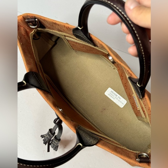 Dooney & Bourke Tassel Signature Monogram Tote Satchel Bag Orange - Picture 7 of 14